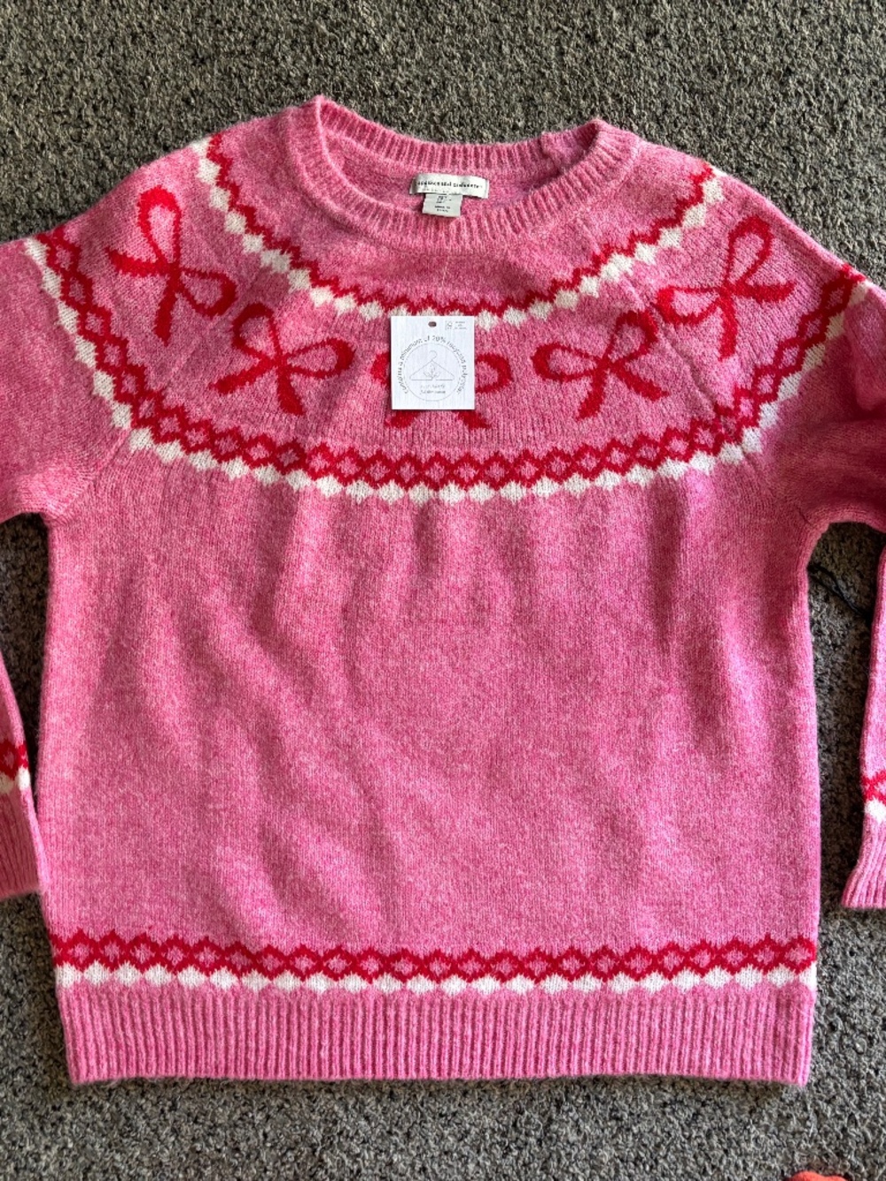 Cupcakes and cashmere pink bow sweater large nwt